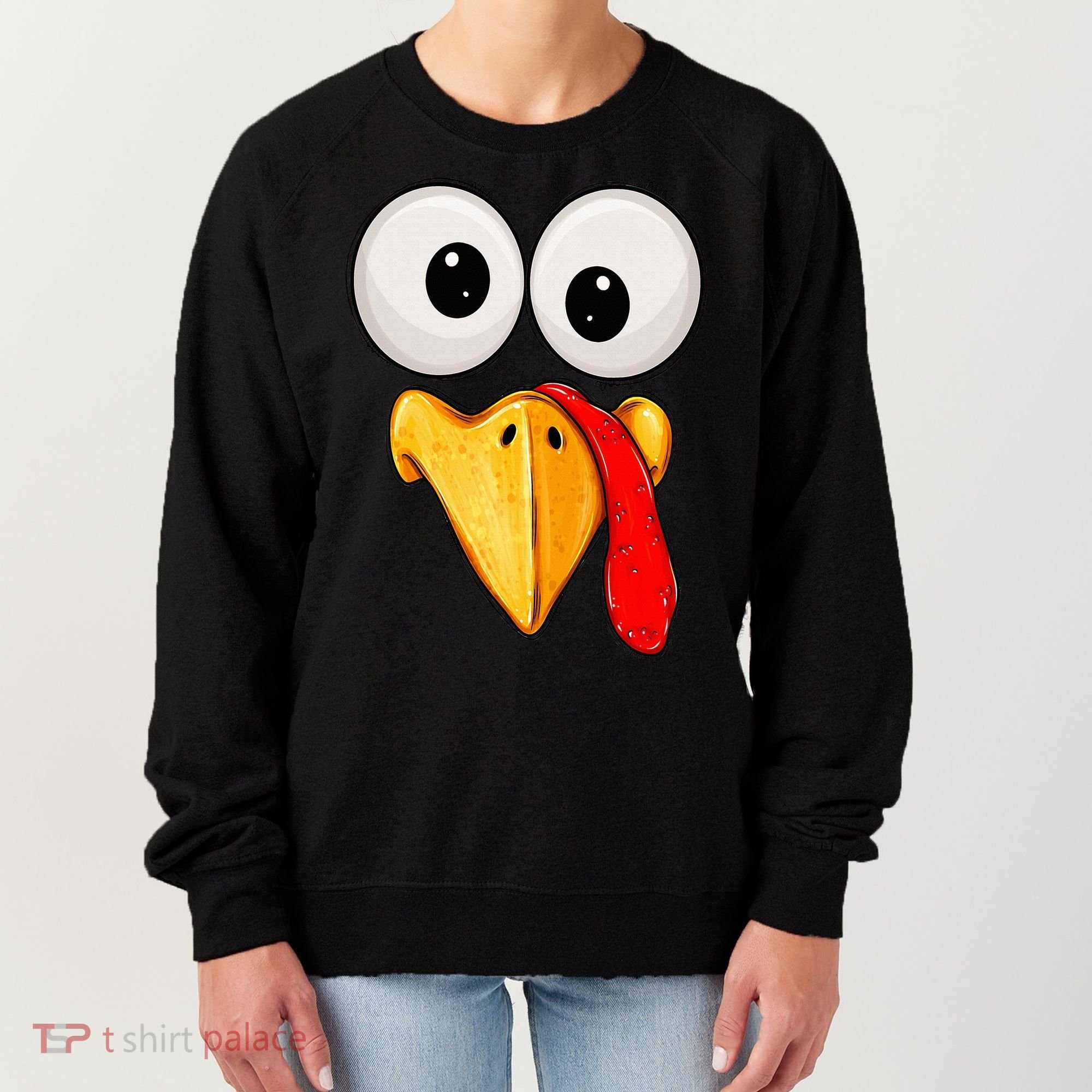 Cute Turkey Face Thanksgiving Matching Family Women's Sweatshirt