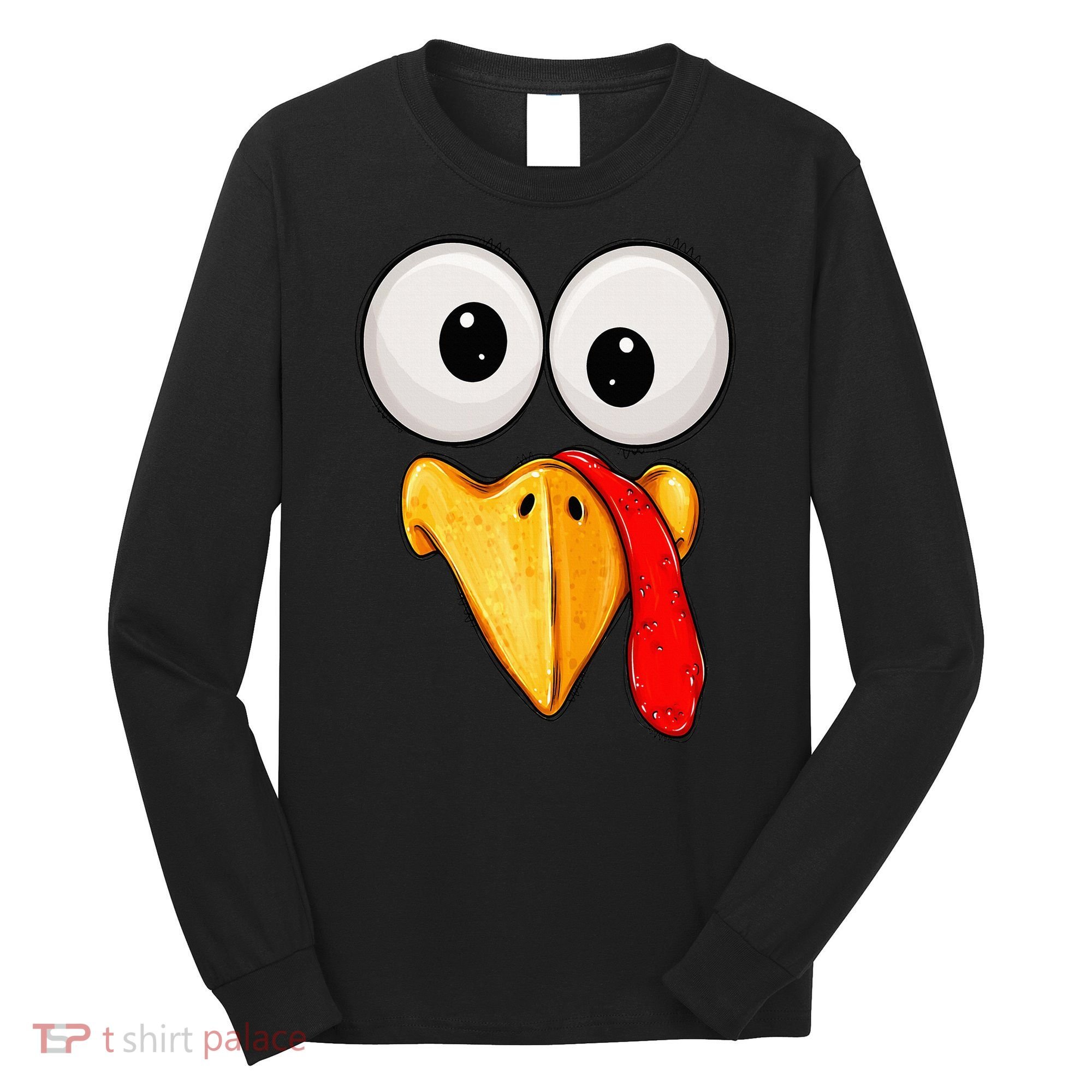 Cute Turkey Face Thanksgiving Matching Family Long Sleeve Shirt