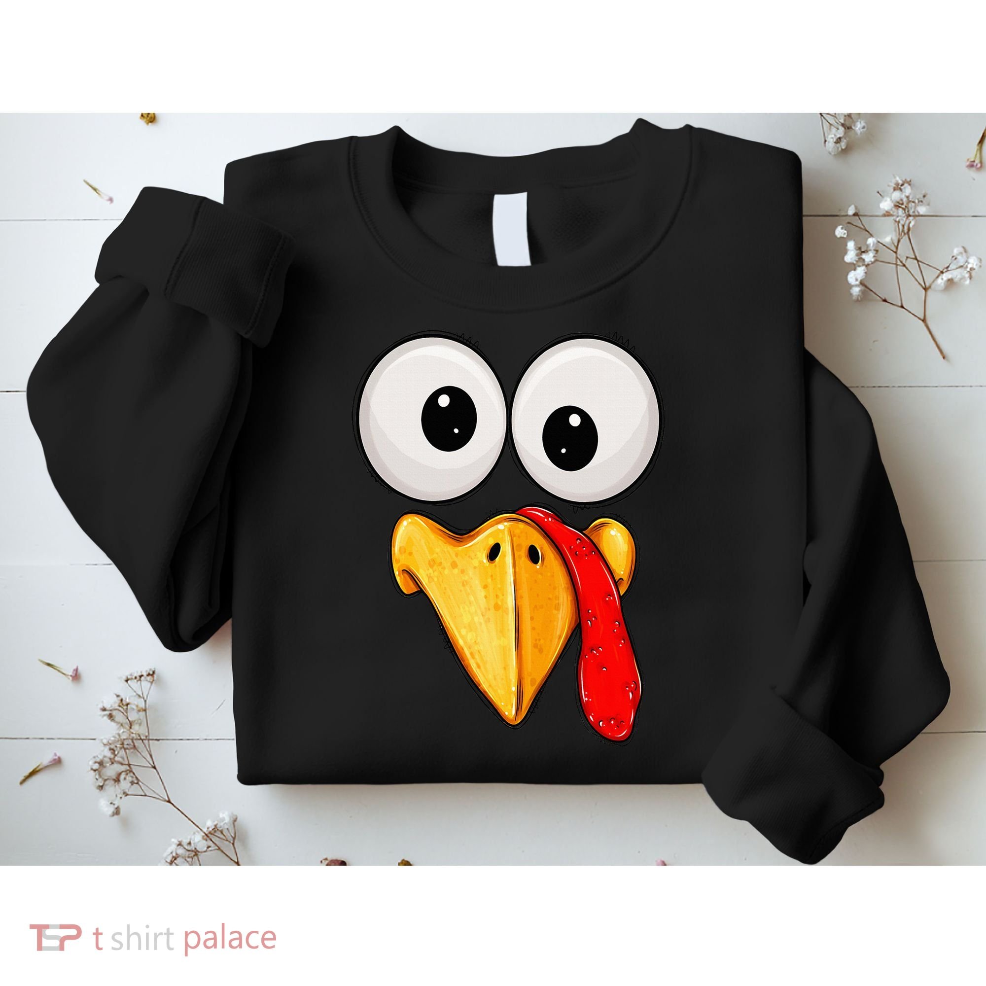 Cute Turkey Face Thanksgiving Matching Family Sweatshirt