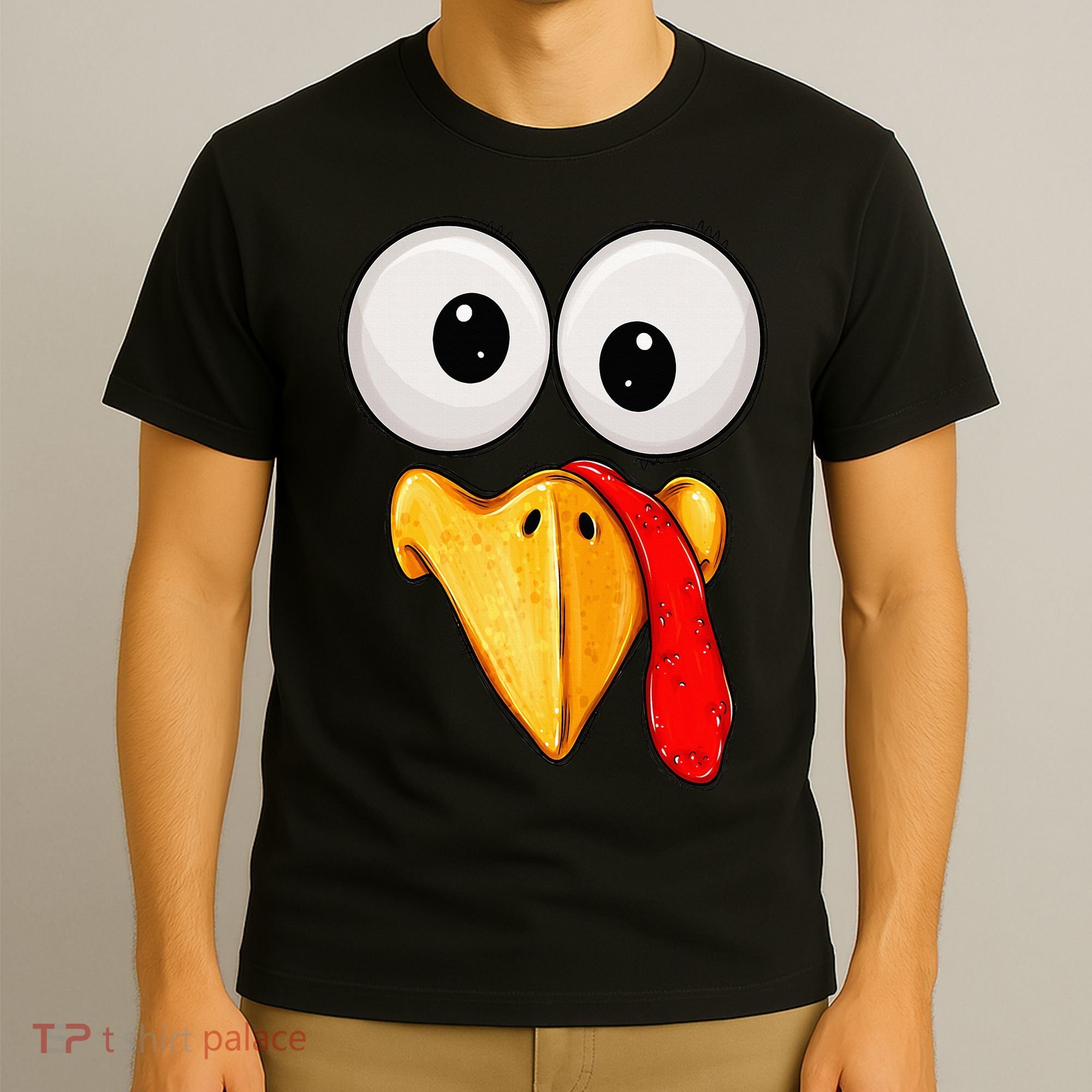 Cute Turkey Face Thanksgiving Matching Family T-Shirt