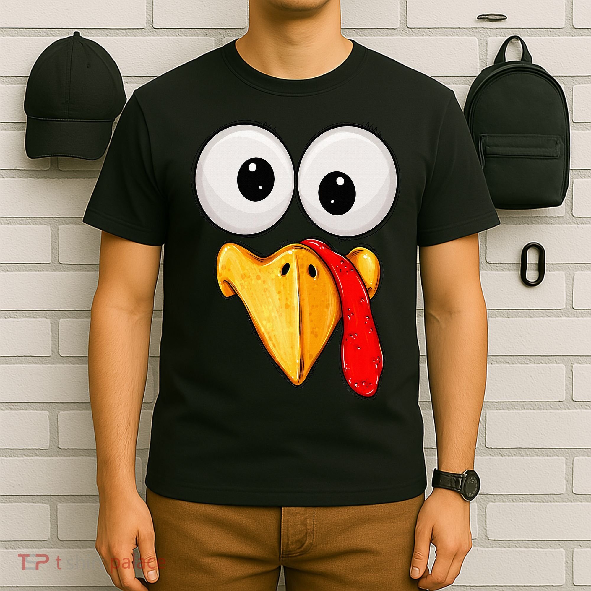 Cute Turkey Face Thanksgiving Matching Family T-Shirt