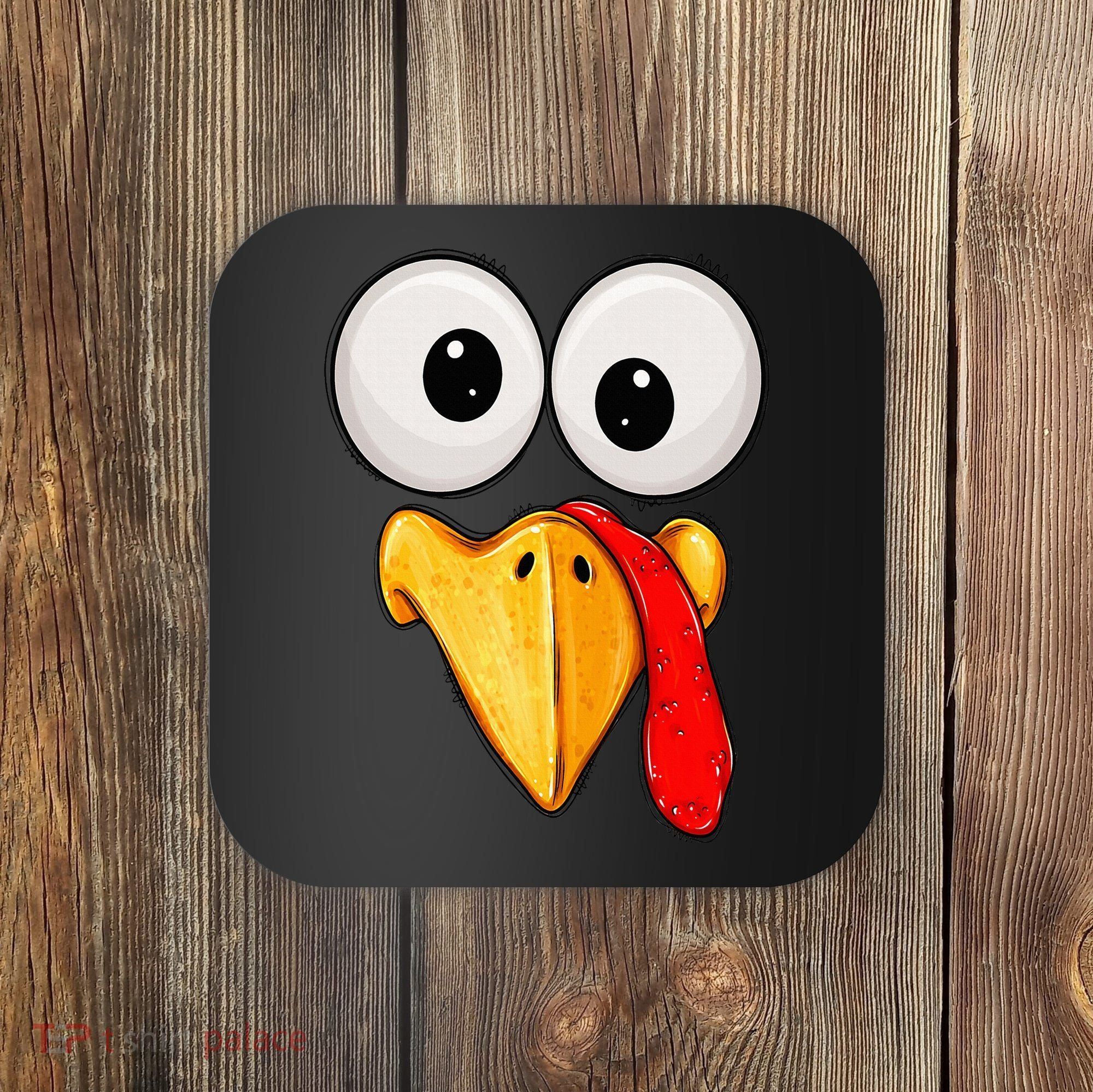 Cute Turkey Face Thanksgiving Matching Family Coaster