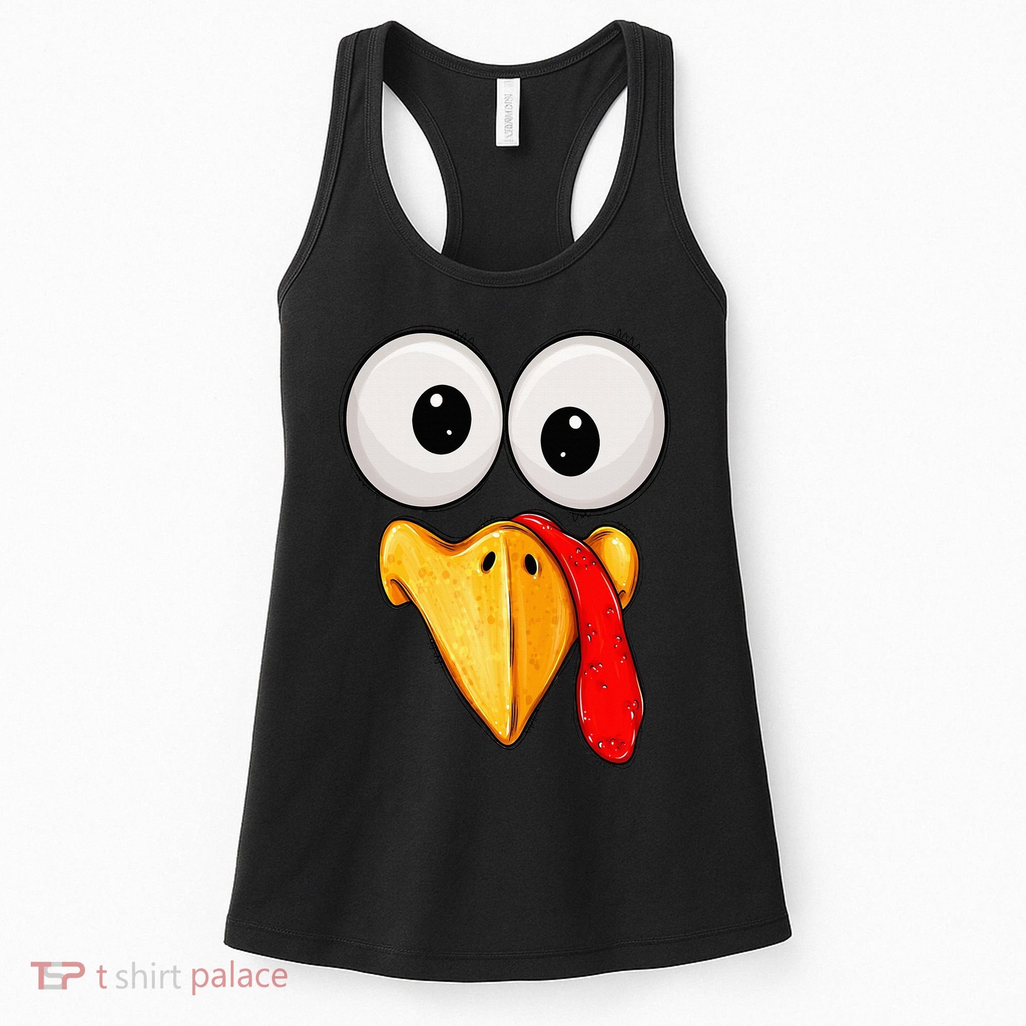 Cute Turkey Face Thanksgiving Matching Family Women's Tank Top