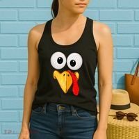 Cute Turkey Face Thanksgiving Matching Family Women's Tank Top thumb 2