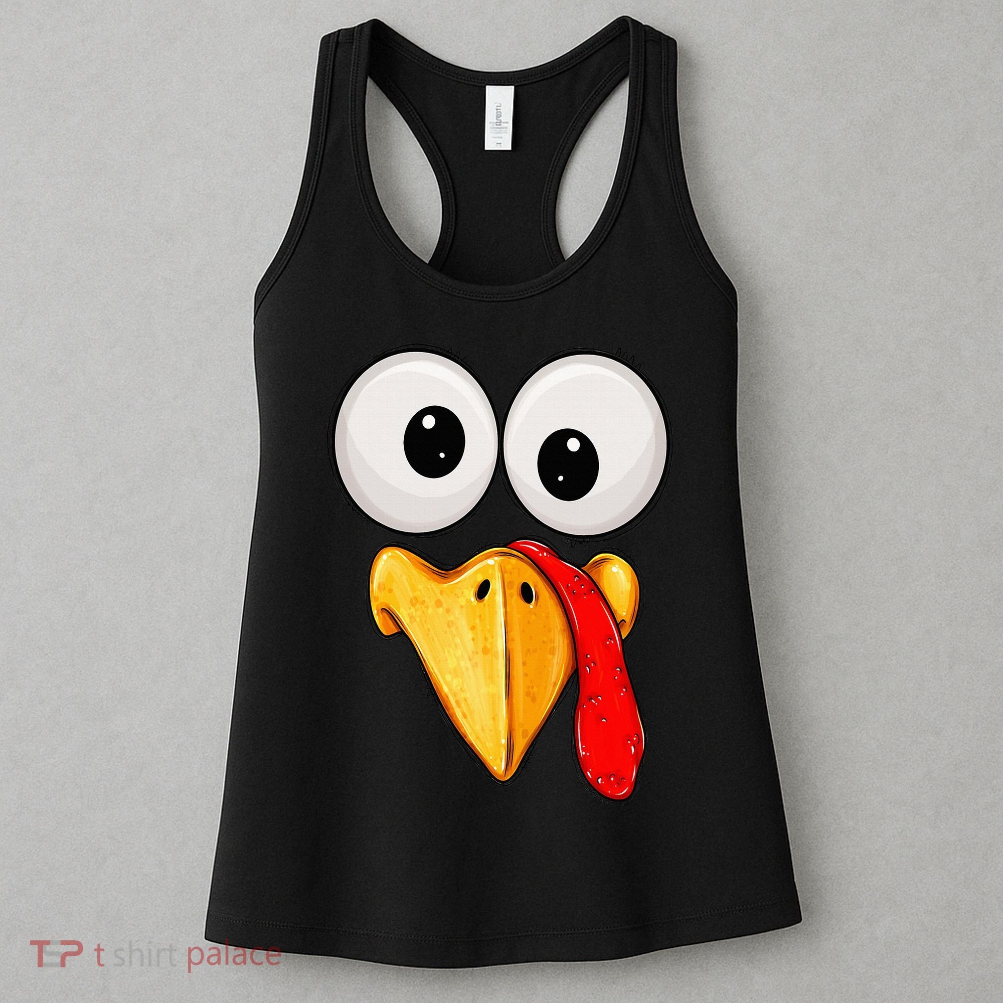 Cute Turkey Face Thanksgiving Matching Family Women's Tank Top