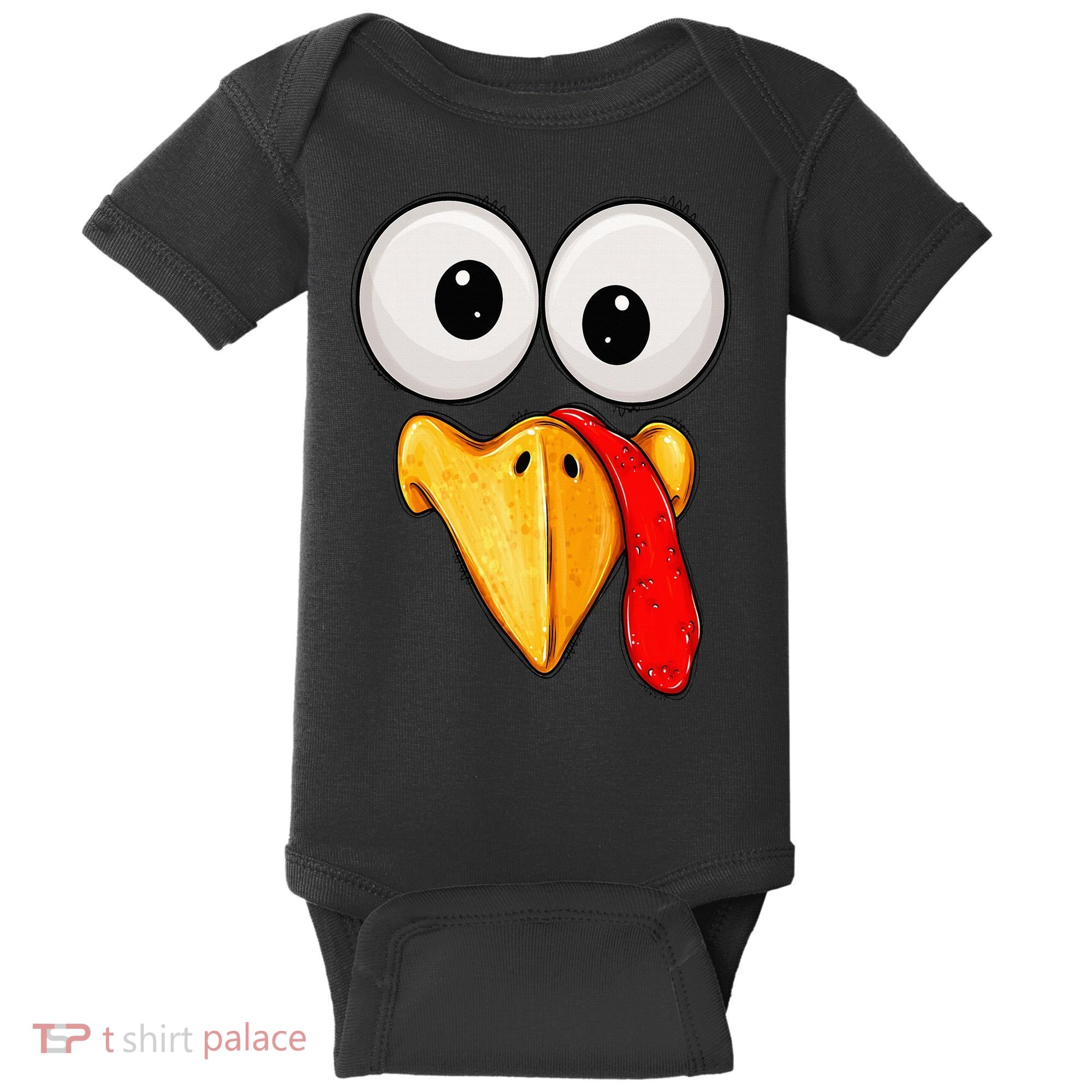 Cute Turkey Face Thanksgiving Matching Family Baby Bodysuit