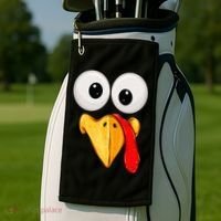 Cute Turkey Face Thanksgiving Matching Family Golf Towel thumb 2