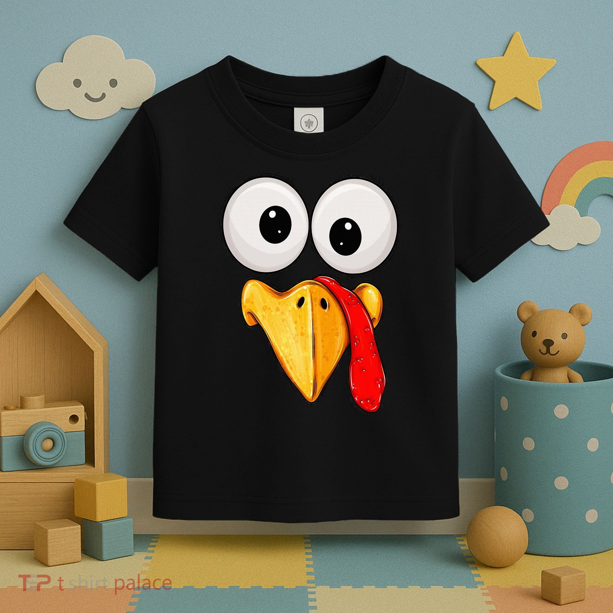 Cute Turkey Face Thanksgiving Matching Family Toddler T-Shirt