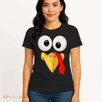 Cute Turkey Face Thanksgiving Matching Family Women's T-Shirt thumb 4