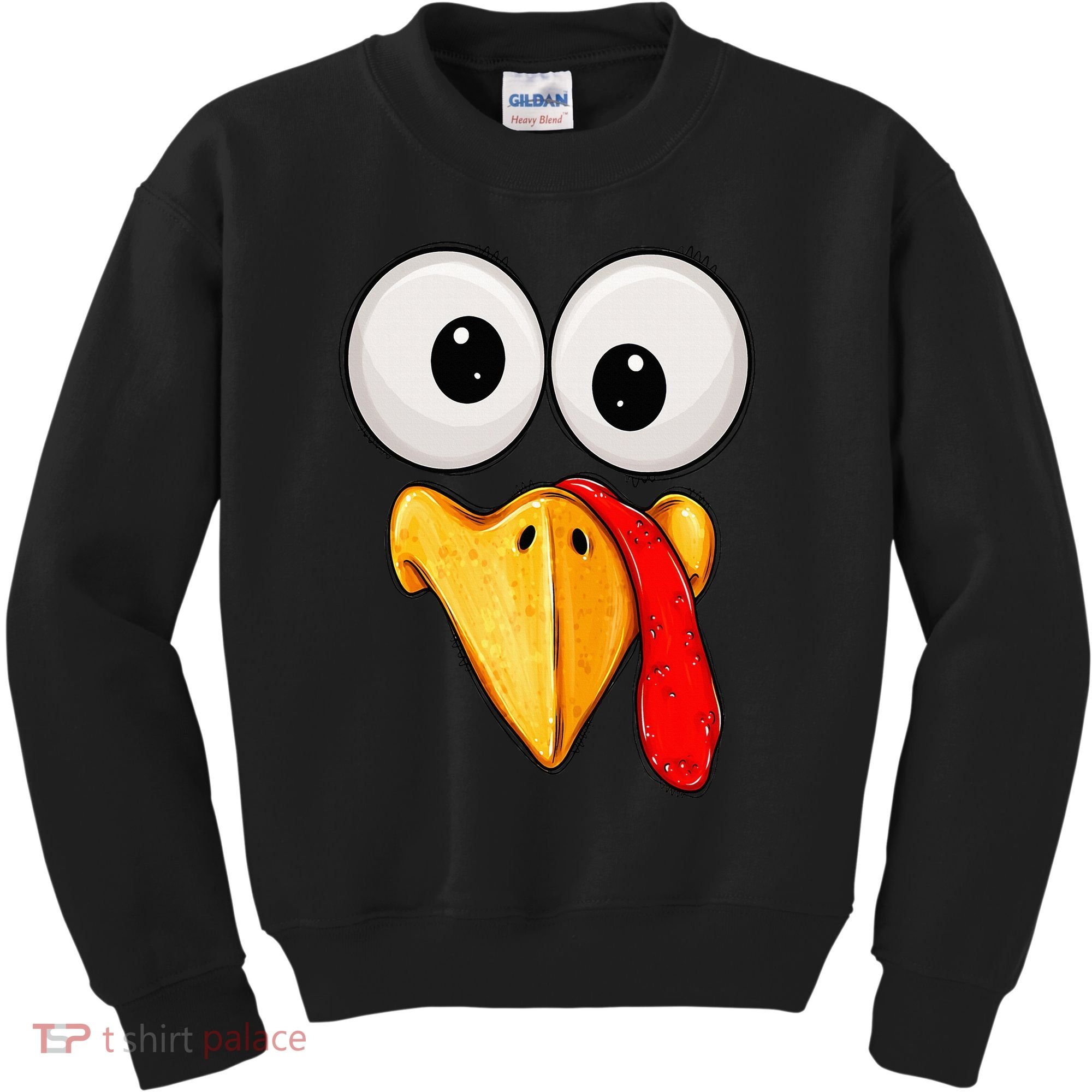 Cute Turkey Face Thanksgiving Matching Family Kids Sweatshirt