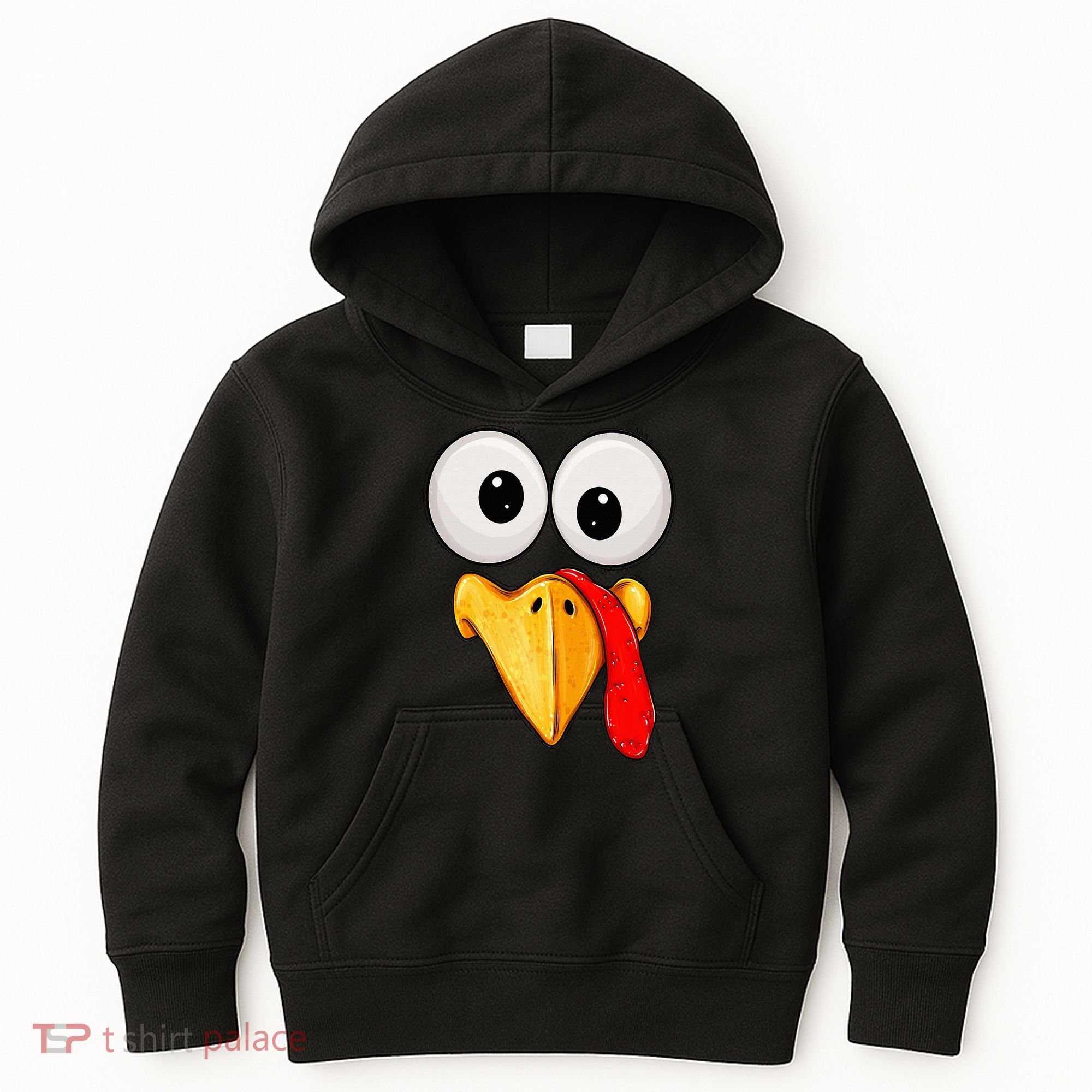 Cute Turkey Face Thanksgiving Matching Family Kids Hoodie