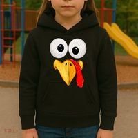 Cute Turkey Face Thanksgiving Matching Family Kids Hoodie thumb 3