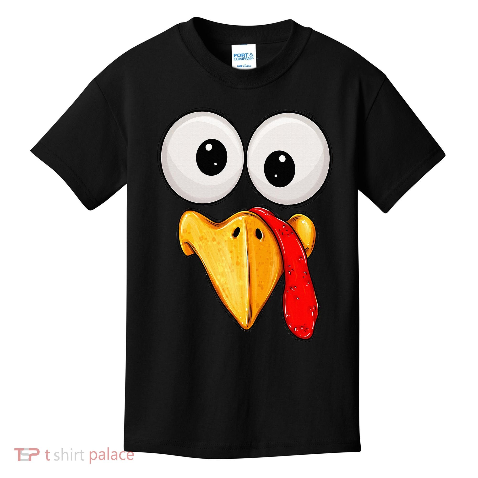 Cute Turkey Face Thanksgiving Matching Family Kids T-Shirt