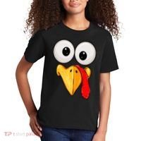 Cute Turkey Face Thanksgiving Matching Family Kids T-Shirt thumb 2
