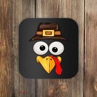 Cute Turkey Face Glasses Thanksgiving Family Coaster thumb 0