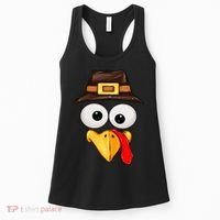 Cute Turkey Face Glasses Thanksgiving Family Women's Tank Top thumb 0