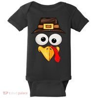 Cute Turkey Face Glasses Thanksgiving Family Baby Bodysuit thumb 0
