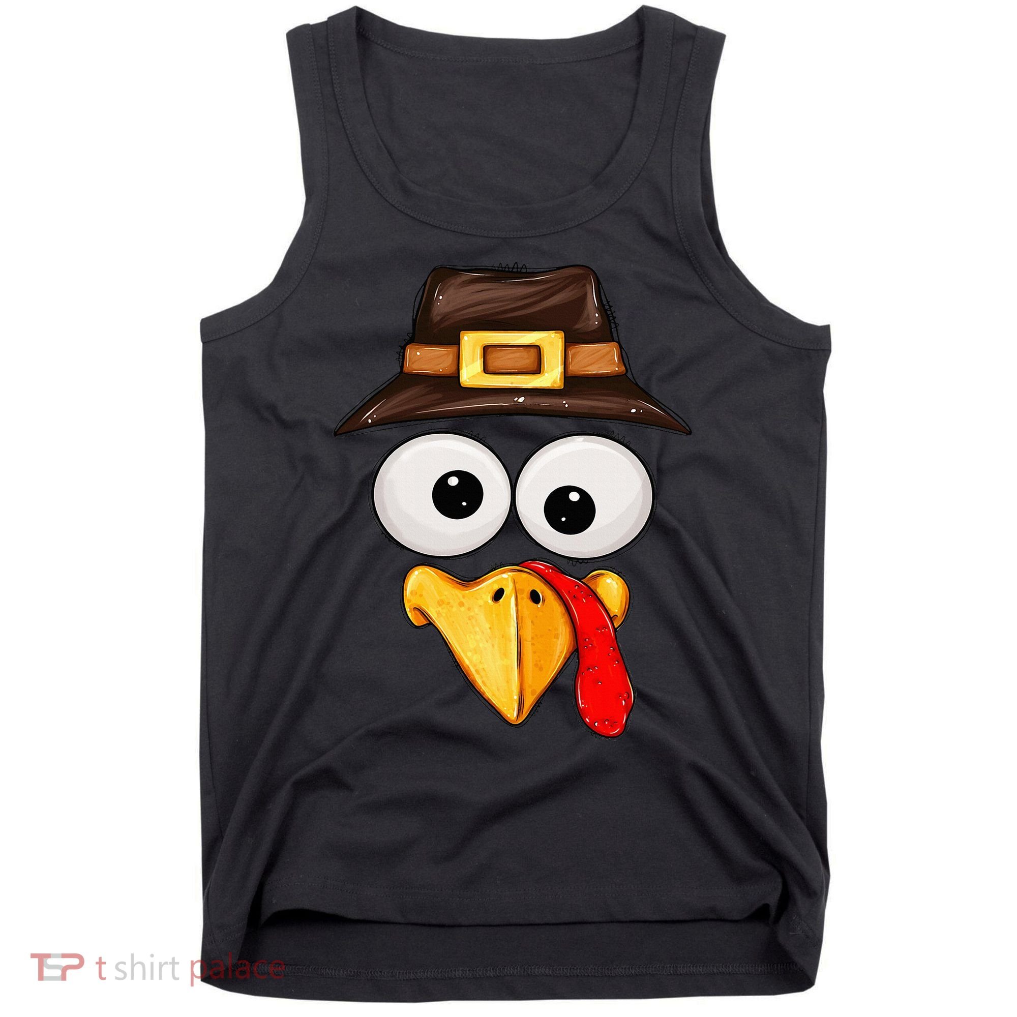 Cute Turkey Face Glasses Thanksgiving Family Tank Top