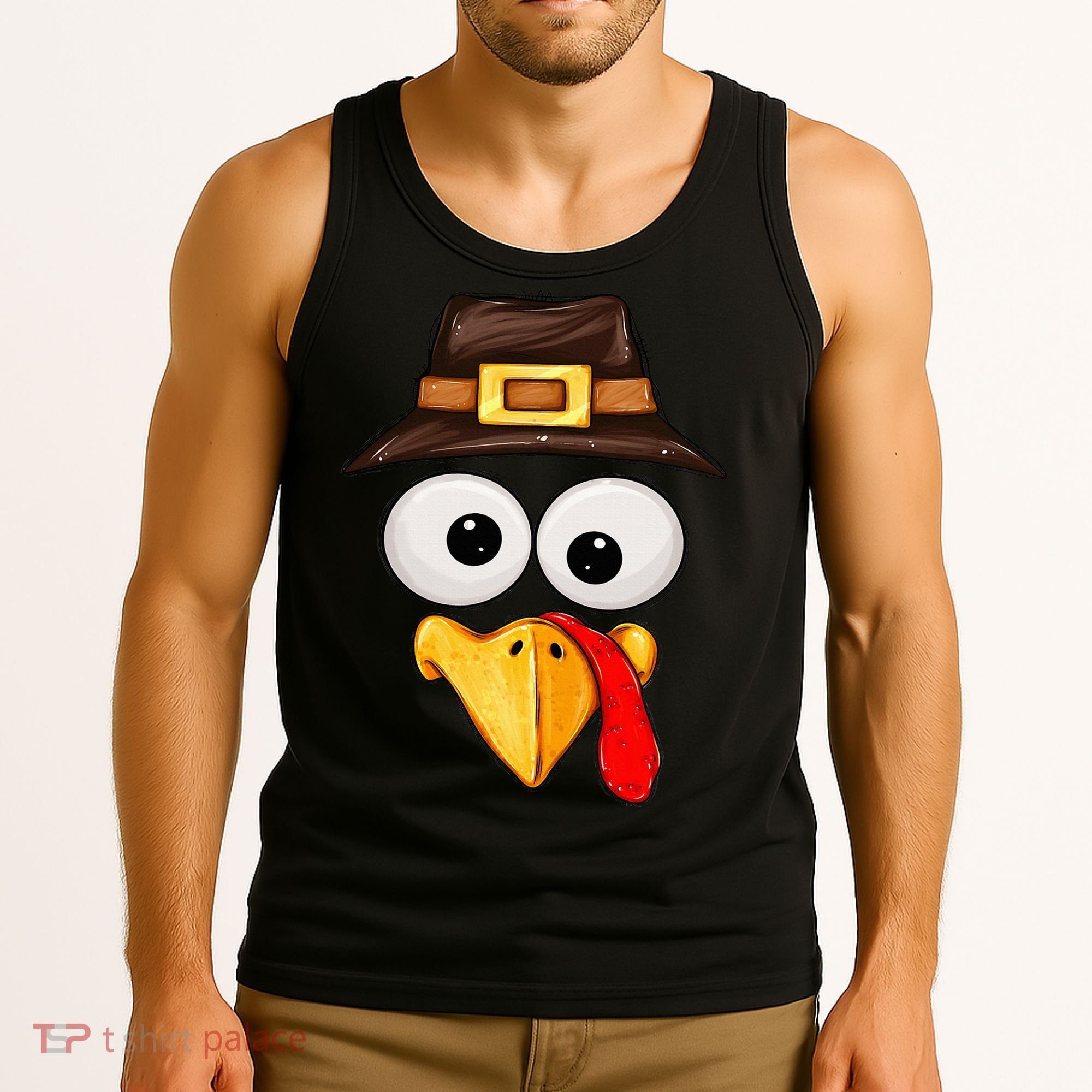 Cute Turkey Face Glasses Thanksgiving Family Tank Top