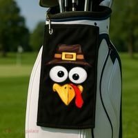 Cute Turkey Face Glasses Thanksgiving Family Golf Towel thumb 2