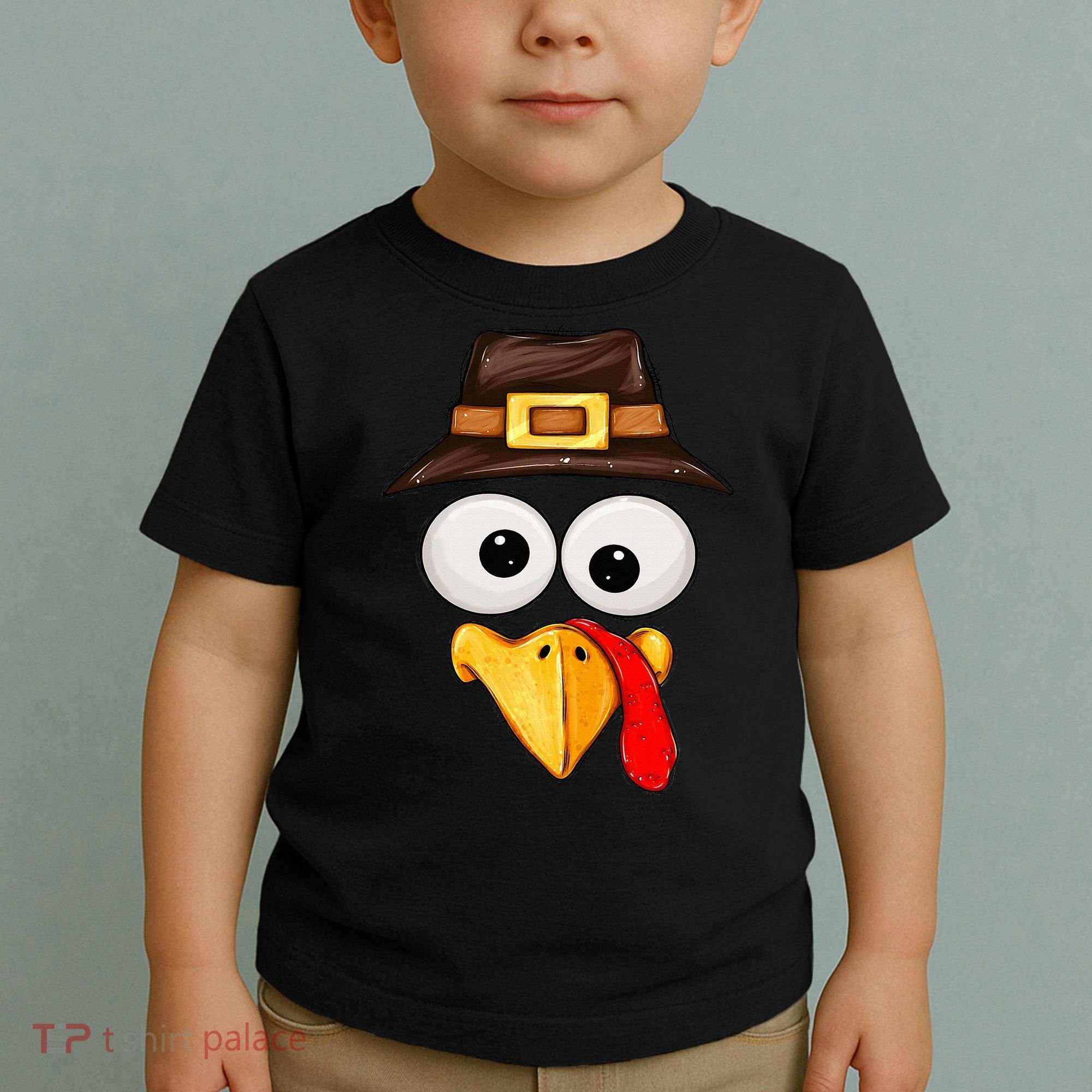 Cute Turkey Face Glasses Thanksgiving Family Toddler T-Shirt