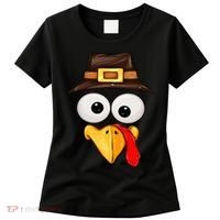 Cute Turkey Face Glasses Thanksgiving Family Women's T-Shirt thumb 0