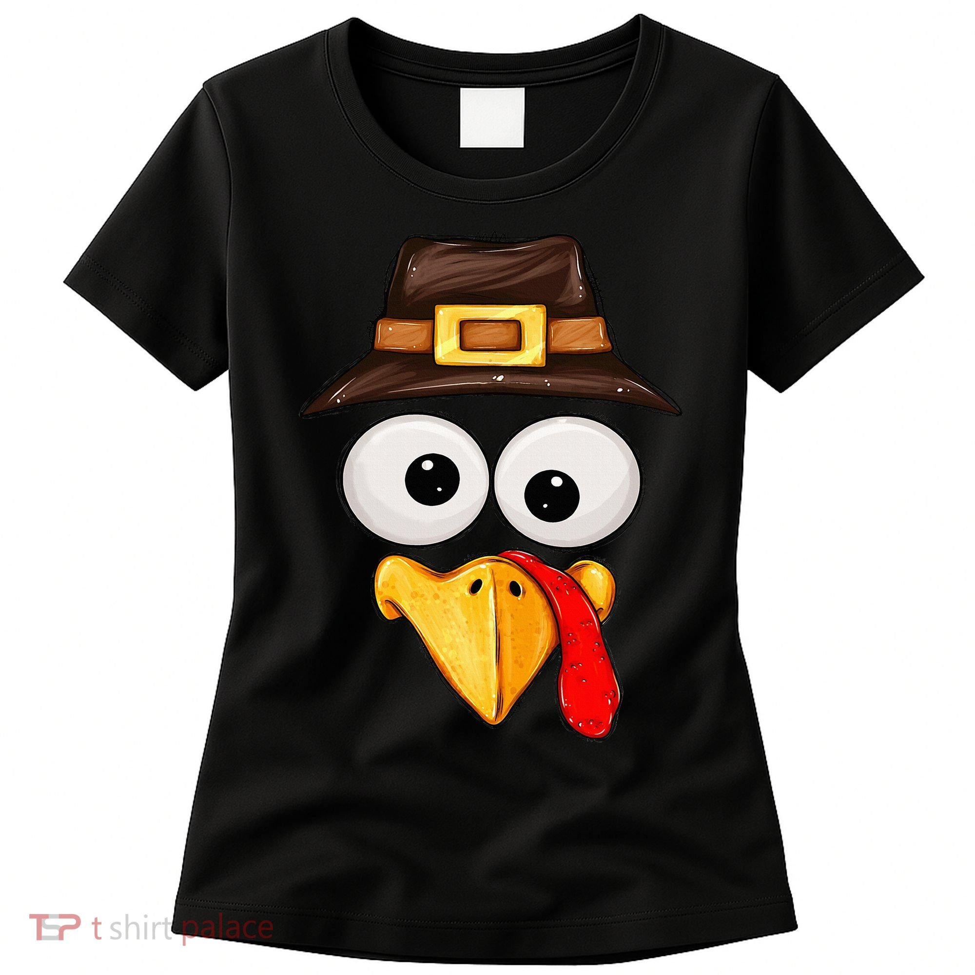 Cute Turkey Face Glasses Thanksgiving Family Women's T-Shirt