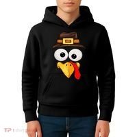 Cute Turkey Face Glasses Thanksgiving Family Kids Hoodie thumb 4