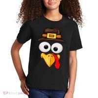 Cute Turkey Face Glasses Thanksgiving Family Kids T-Shirt thumb 2
