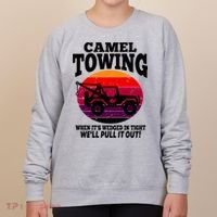 Camel Towing Gift Funny Retro Camel Towing Funny Halloween Gift Women's Sweatshirt thumb 0