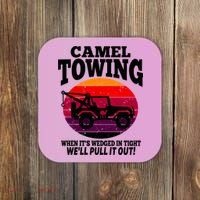 Camel Towing Gift Funny Retro Camel Towing Funny Halloween Gift Coaster thumb 0