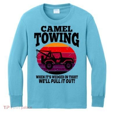 Camel Towing Gift Funny Retro Camel Towing Funny Halloween Gift Kids Long Sleeve Shirt