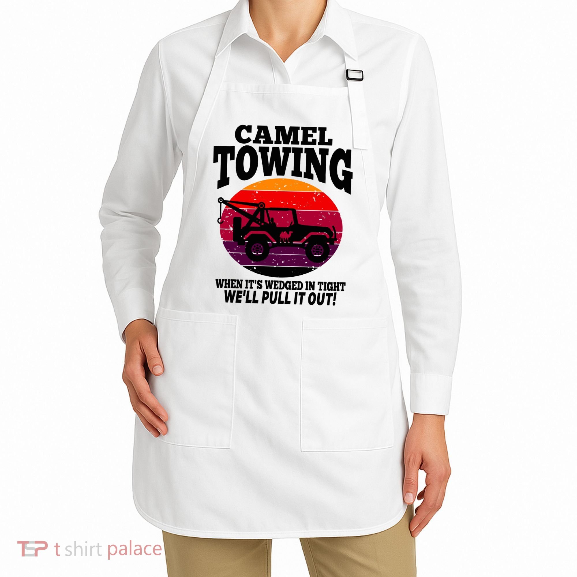 Camel Towing Gift Funny Retro Camel Towing Funny Halloween Gift Apron