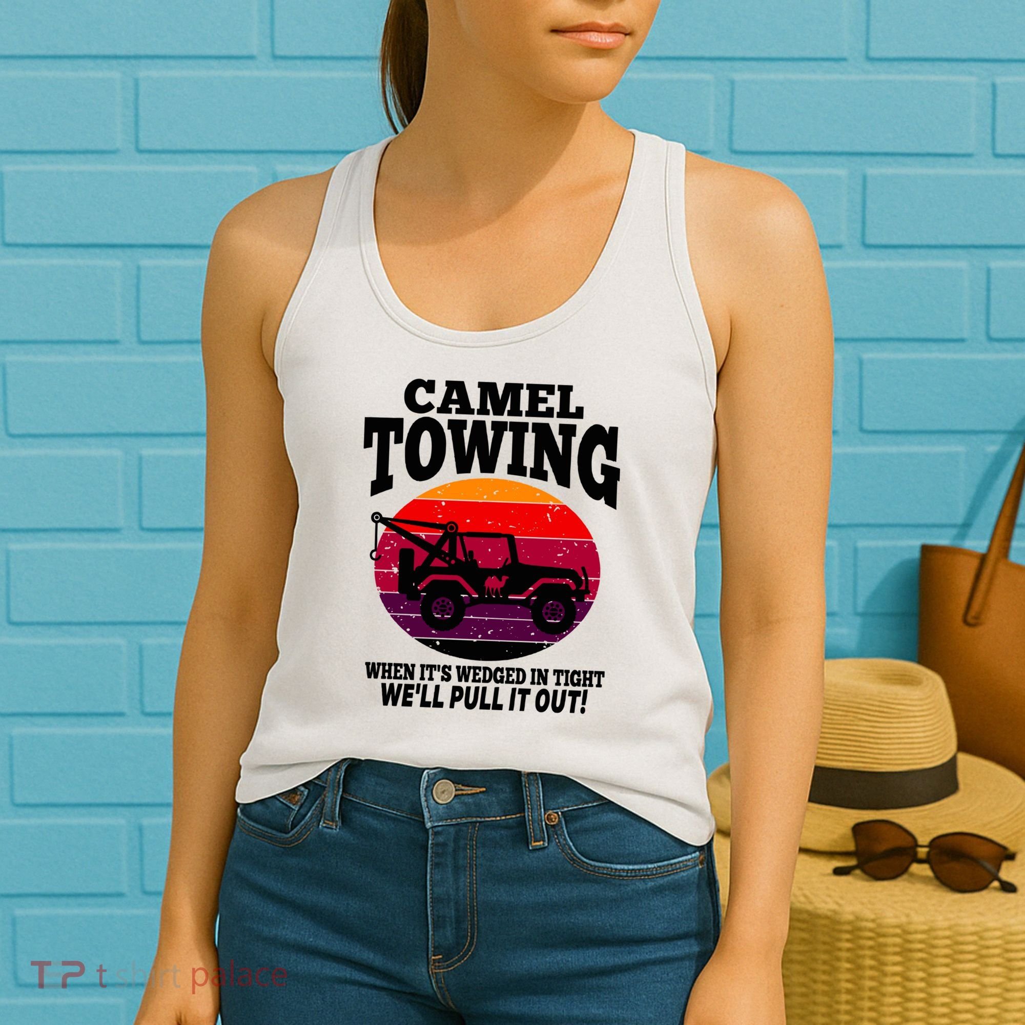 Camel Towing Gift Funny Retro Camel Towing Funny Halloween Gift Women's Tank Top