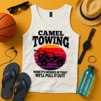 Camel Towing Gift Funny Retro Camel Towing Funny Halloween Gift Tank Top thumb 4