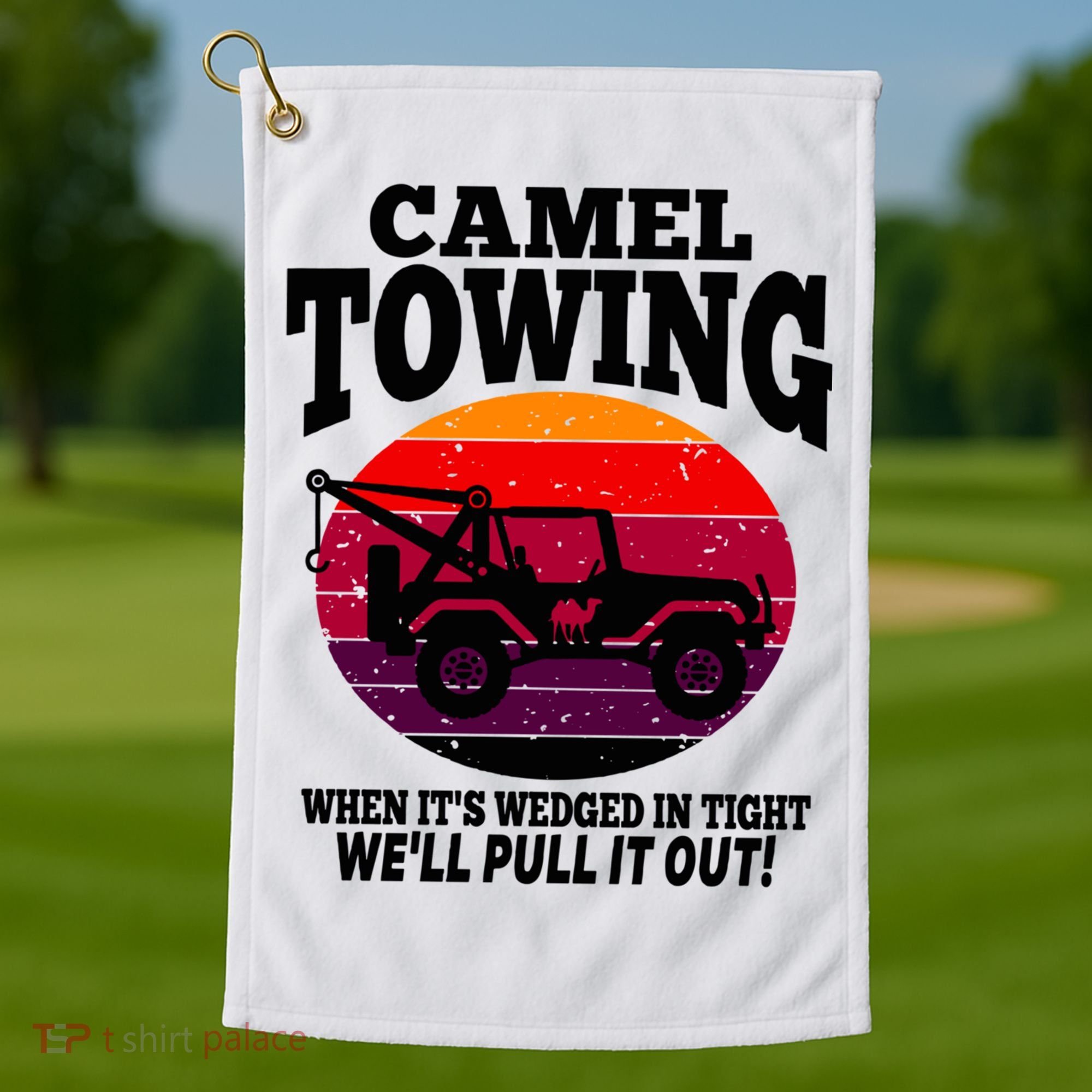 Camel Towing Gift Funny Retro Camel Towing Funny Halloween Gift Golf Towel