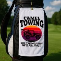 Camel Towing Gift Funny Retro Camel Towing Funny Halloween Gift Golf Towel thumb 2