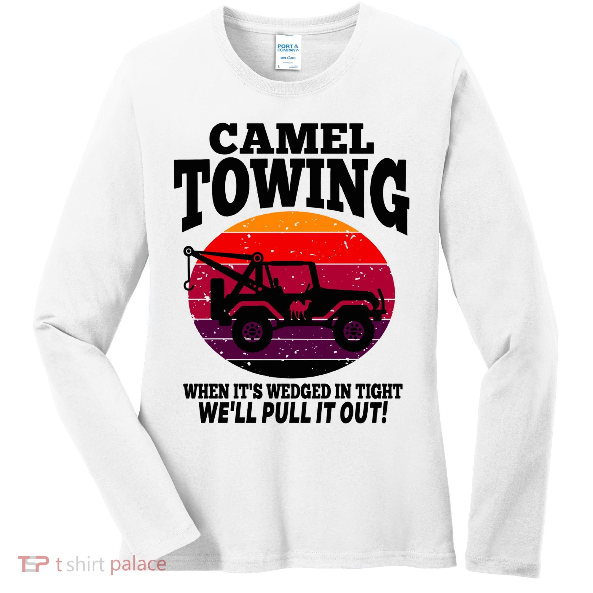 Camel Towing Gift Funny Retro Camel Towing Funny Halloween Gift Women's Long Sleeve Shirt