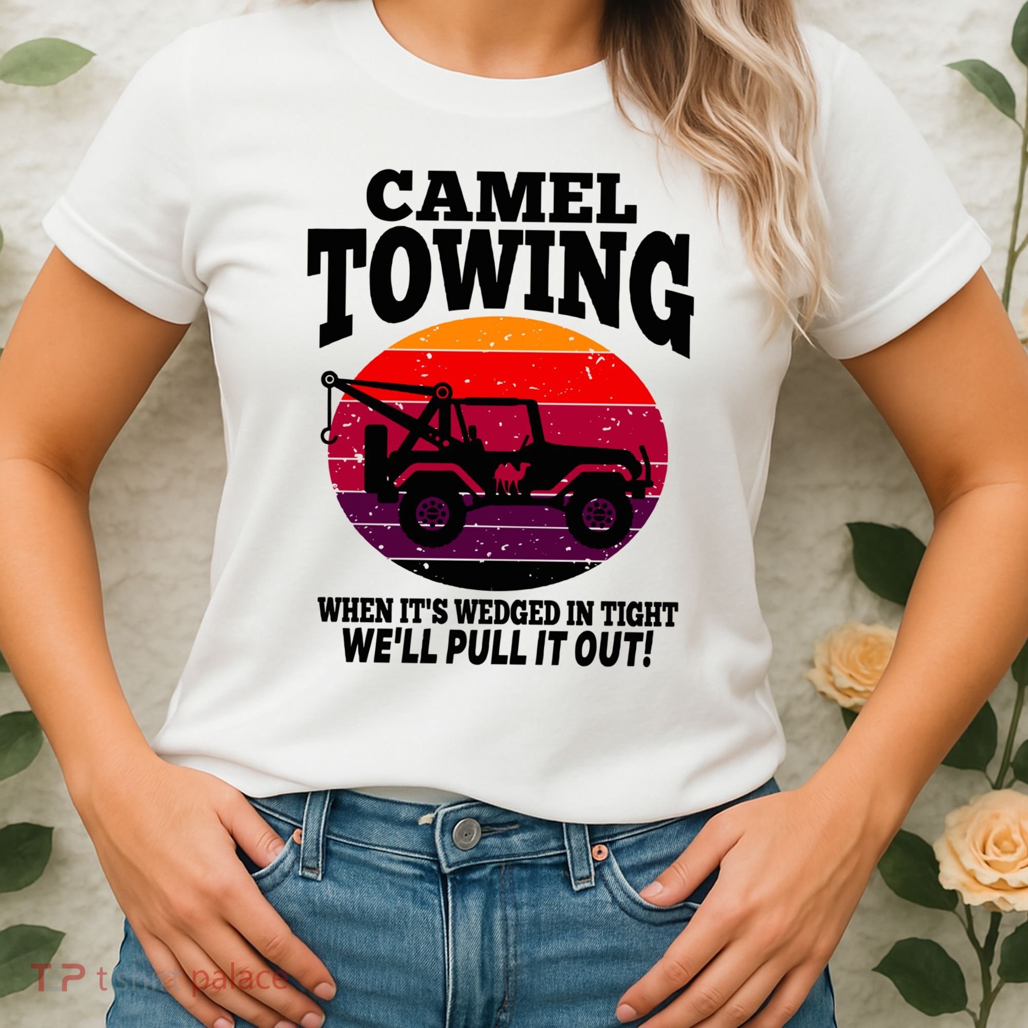 Camel Towing Gift Funny Retro Camel Towing Funny Halloween Gift Women's T-Shirt