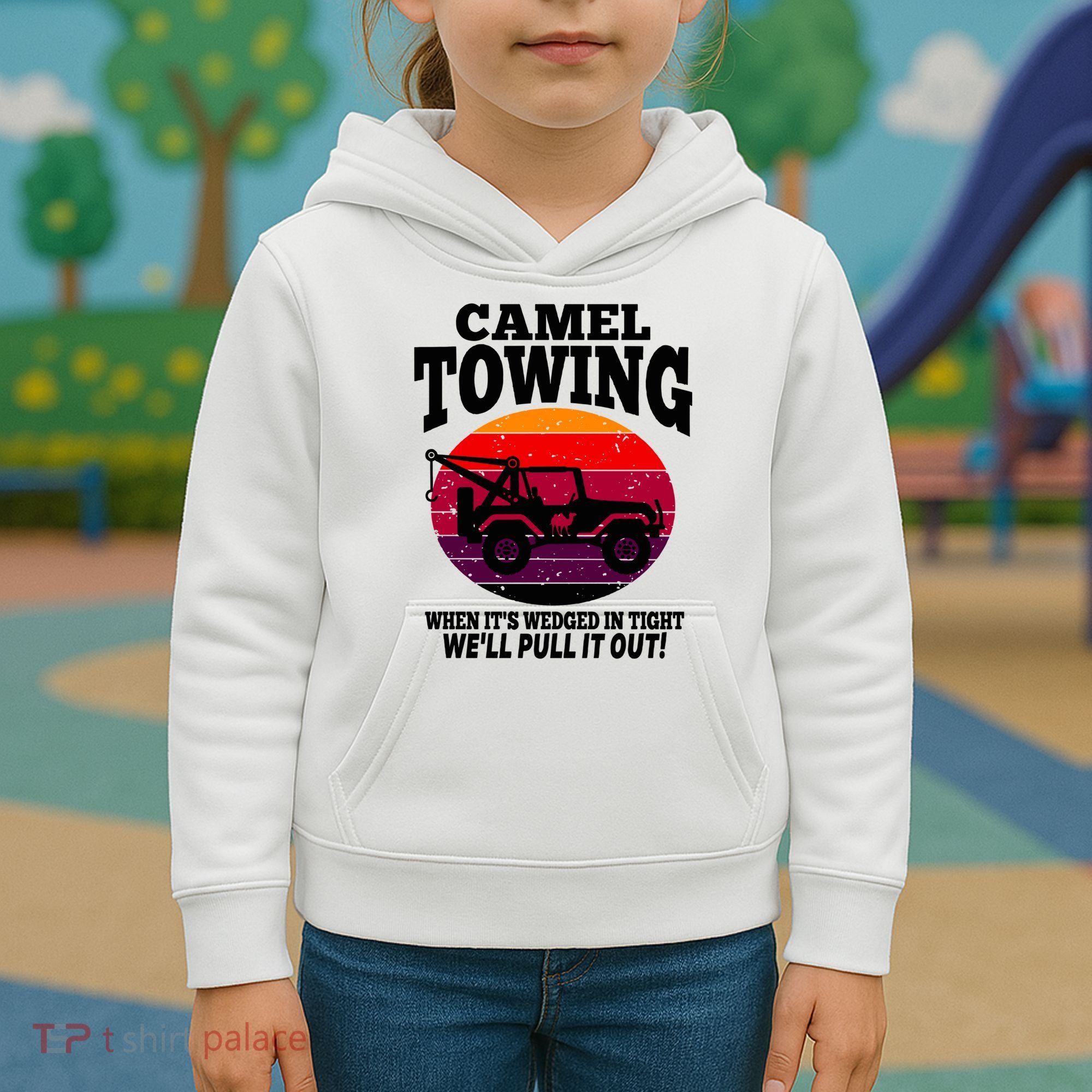 Camel Towing Gift Funny Retro Camel Towing Funny Halloween Gift Kids Hoodie