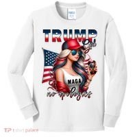 Cool Trump Girl No Apologies Kids Long Sleeve Shirt thumb 0