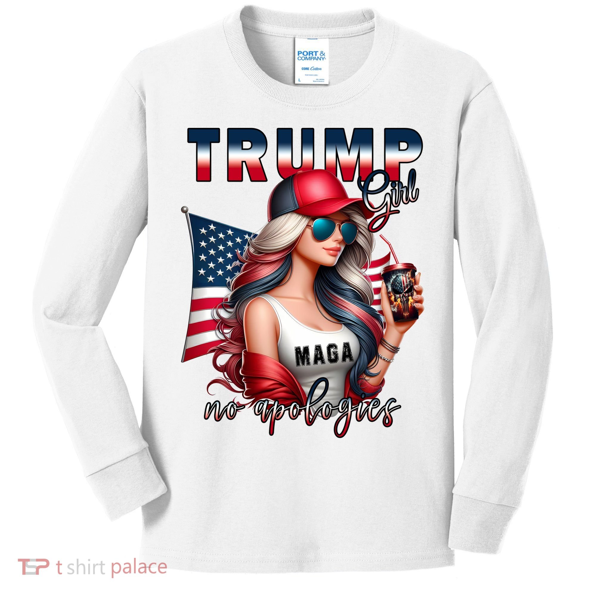 Cool Trump Girl No Apologies Kids Long Sleeve Shirt