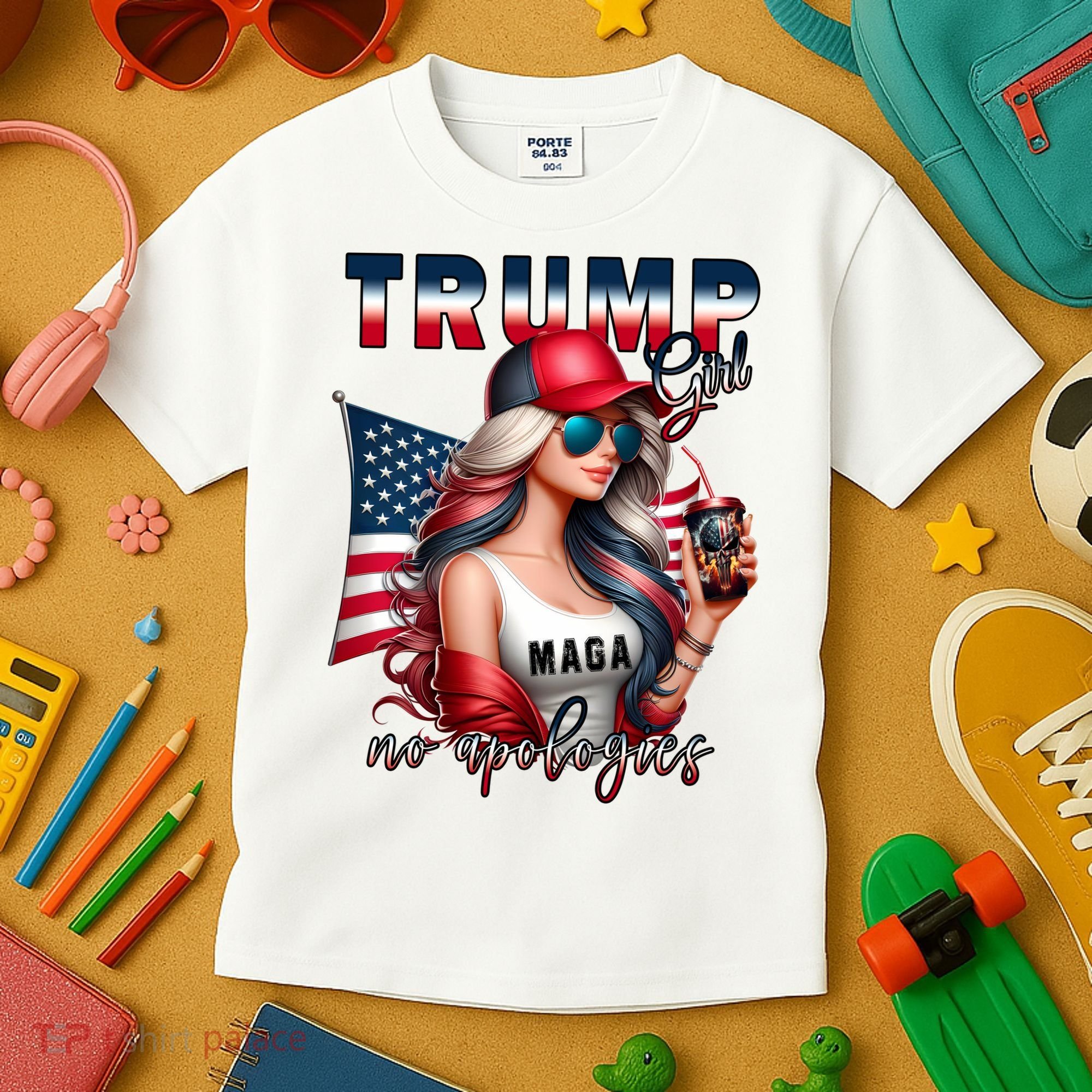 Cool Trump Girl No Apologies Kids T-Shirt