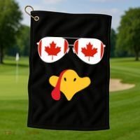 Canadian Turkey Gobble Funny Canada Thanksgiving Golf Towel thumb 1