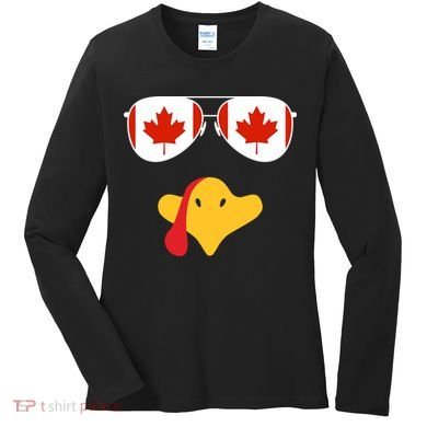 Canadian Turkey Gobble Funny Canada Thanksgiving Women's Long Sleeve Shirt