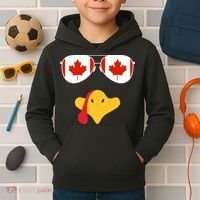 Canadian Turkey Gobble Funny Canada Thanksgiving Kids Hoodie thumb 2