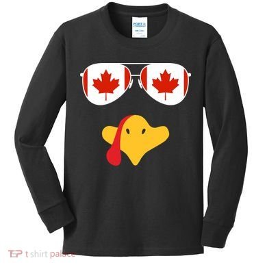 Canadian Turkey Gobble Funny Canada Thanksgiving Kids Long Sleeve Shirt