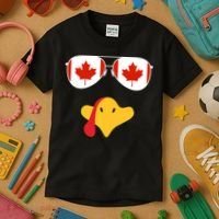 Canadian Turkey Gobble Funny Canada Thanksgiving Kids T-Shirt thumb 3