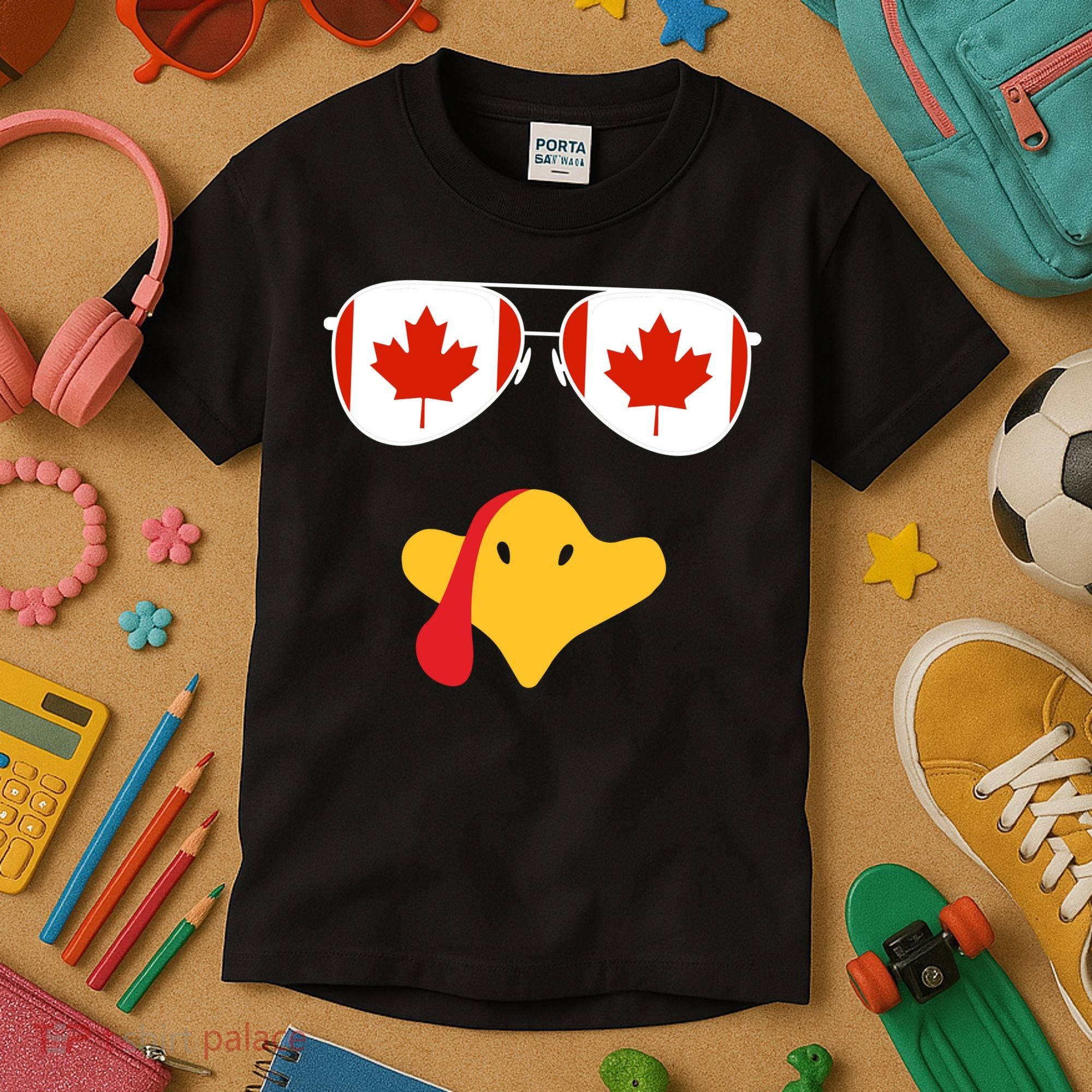 Canadian Turkey Gobble Funny Canada Thanksgiving Kids T-Shirt