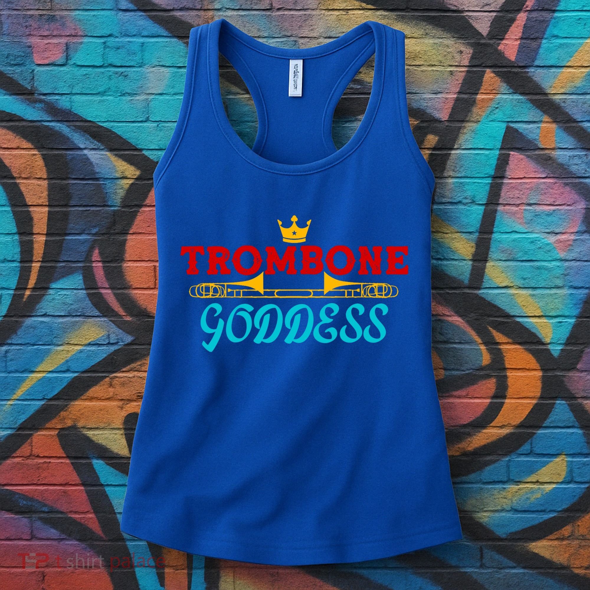 Cute Trombone Goddess Orchestra Band Music Queen Girls Crown Gift Women's Tank Top